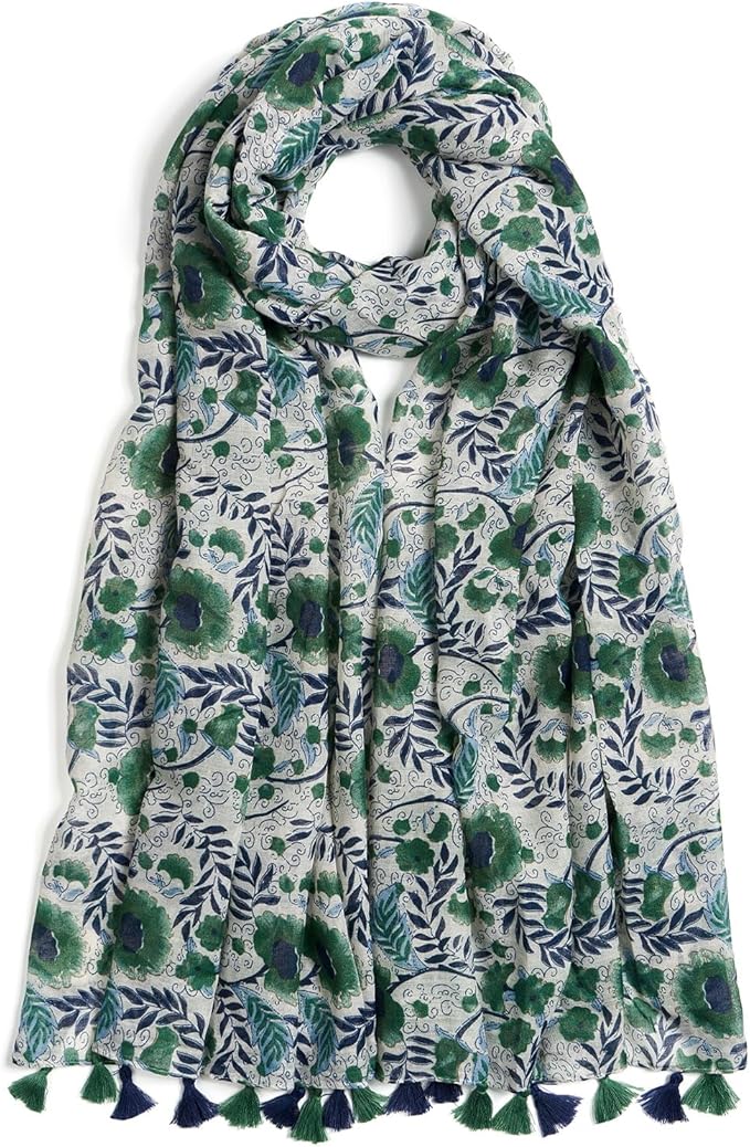 Scarf for Women Lightweight Soft Floral Leopard Printed Scarves Fall Winter Fashion Shawl Wrap with Fringe