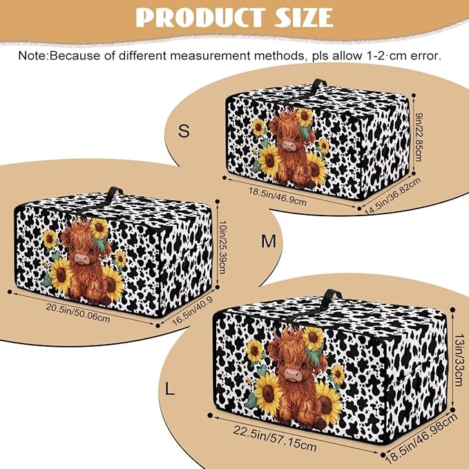 Microwave Oven Cover with Storage Pockets Waterproof Toaster Oven Dust Cover Universal Kitchen Appliance Protector, Cartoon Highland Cattle Sunflower Cow Print, L