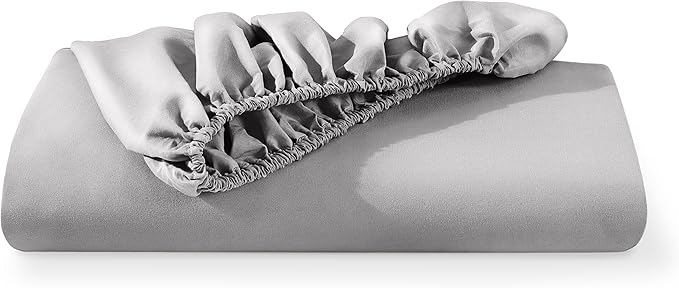 Bare Home Fitted Bottom Sheet King Size - Premium 1800 Microfiber - Ultra-Soft Hotel Luxury - Deep Pocket - Durable and Long Lasting (King, Light Grey)