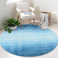 Wonnitar Modern Ombre Round Kids Rug 4ft, Washable Blue Bedroom Circle Area Rug, Non-Slip Soft Bathroom Throw Carpet, Non-Shedding Gradient Low Pile Kids Rugs for Bedside Entry (Blue, Round 4ft)