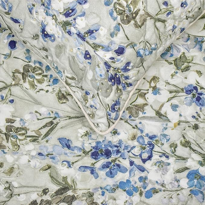The HomeCentric King/Queen/Twin Blue Decorative Bed Runner Twin 53"x18" Bed Runner with One Pillow Cover, Quilted Bed Scarf on Cotton Fabric - Garden Grace