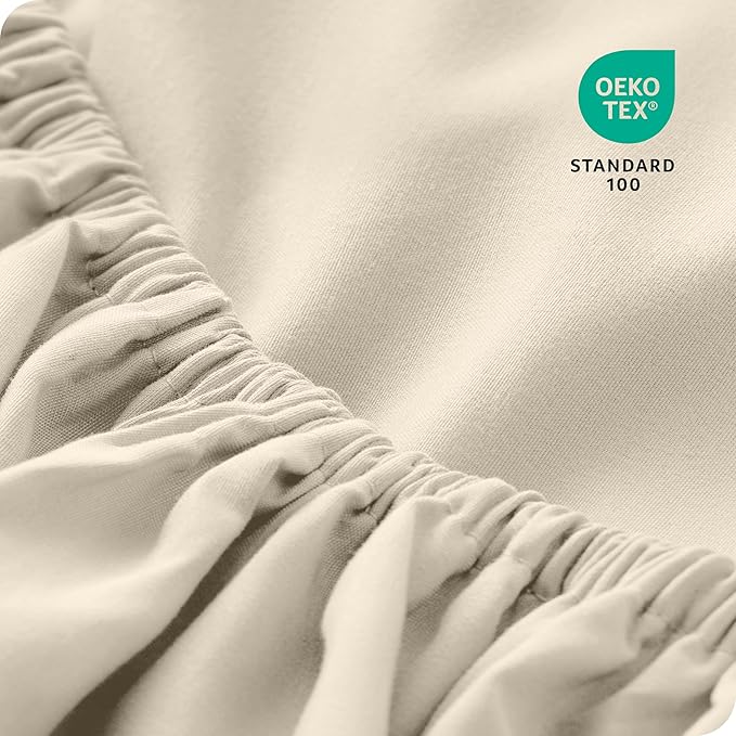 Bare Home 2-Pack Fitted Bottom Sheets Split King - Premium 1800 Ultra-Soft Microfiber - Deep Pocket - 4 Twin XL Fitted Sheets (Split King, Sand)