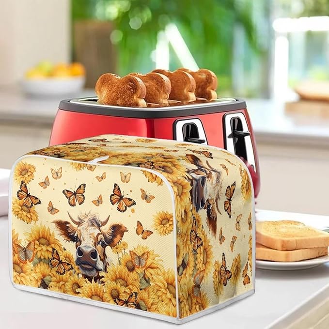 Sunflower Butterfly Butterfly Printed Toaster Cover for Anti-Dust and Fingerprint, Kitchen Small Appliance, Microwave Toaster Oven Cover Decorative Accessories for Kitchen