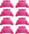 IR Imperial Rooms 8 Pack California King Quilt Bedding Set (118"x106") - Bulk Wholesale for Hotels, Guest Bedroom & Airbnbs - Lightweight Microfiber Reversible Embossed Quilts Bedspread (Pink)