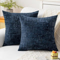 Decorative Throw Pillow Covers 20x20 Inch Set of 2, Soft Solid Farmhouse Chenille Couch Pillows, Spring Pillow Covers for Couch Sofa Bed Living Room Home Decor Pillowcase, Dark Blue