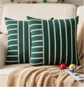 Boho Throw Pillow Covers 20x20 Set of 2 Soft Farmhouse Decorative Couch Pillow Cases Dark Green Striped Pillow Covers Neutral Cushion Covers for Sofa Bed Living Room Home Decor