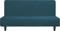 Easy-Going Stretch Futon Slipcover Armless Futon Bed Cover Furniture Protector Without Armrests with Elastic Bottom for Kids, Soft Jacquard Fabric Small Checks (Large, Deep Teal)