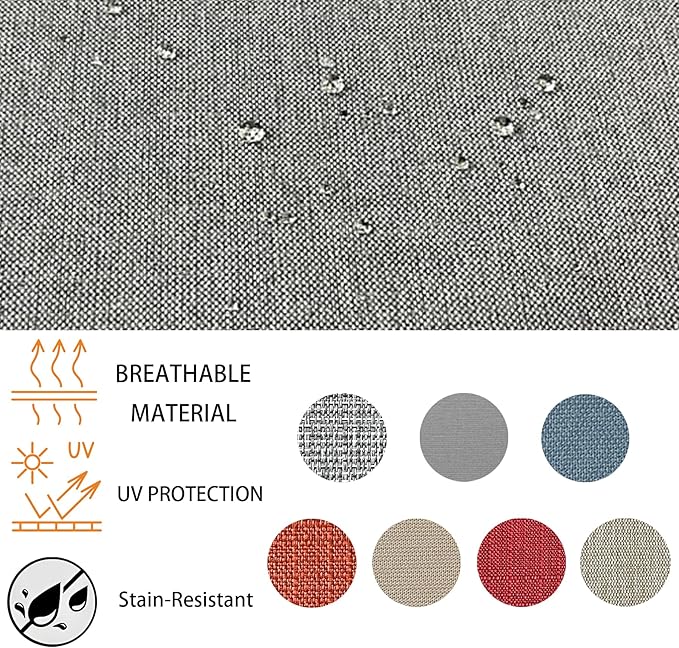 Goodgoods 22x24 inch Outdoor/Indoor Deep Seat Patio Cushions Set of 2 Resilient Foam Filling Water Repellent Stain-Resistant UV Resistant Weather Resistant Deep Seat Bottom Light Gray
