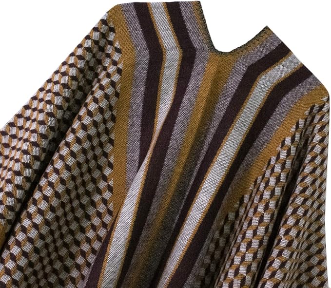 Women's Vintage Pattern Open Front Poncho Cape Shawl Winter Shawl Wraps