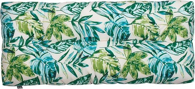 FUNHOME Outdoor Bench Cushion 48 x18 inch with Non-Slip Grips,Water Resistant Porch Swing Cushion,Bench Pillow Pads,Floral Tufted Cushions for Patio Garden Furniture,48" Seat Cushions(Palm Leaf)