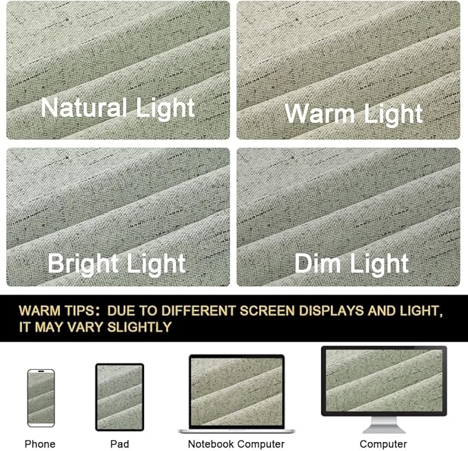 PrinceDeco 100% Blackout Curtains for Bedroom Linen Black Out Curtains for Living Room 96 Inch Long Faux Linen Fabric Grommet Thermal Curtains for Summer Heat with White Liner,52X96 Inch,Sage