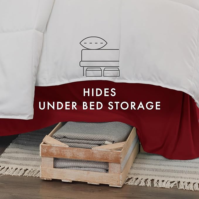 Linen Market Bed Skirt - Ultra Soft Microfiber - Easy Fit with 14" Tailored Drop - Hotel Quality, Shrinkage & Fade Resistant - Bed Cover - Cal King Bed Skirt - Bedroom Décor - (Cal King, Burgundy)