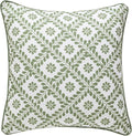 ISAENNE Design Fresh Linen Square Throw Pillow Covers 18"x18", French White Cottage Cushion Covers with Green Branches Pattern Decoration Pillowcases for Bed,Living Room,Outdoor,Car