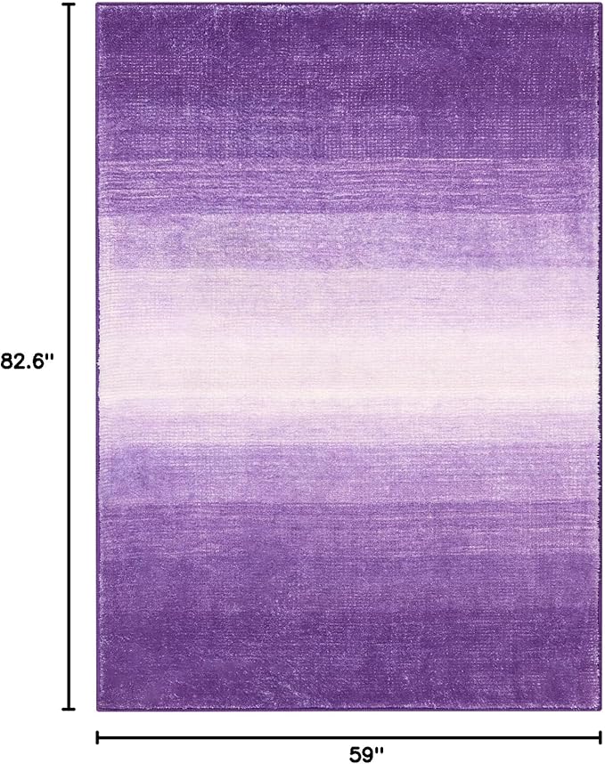 Wonnitar Modern Ombre Washable Rugs 5x7 for Bedroom, Non-Slip Purple Large Living Room Area Rug, Non-Shedding Abstract Low Pile Nursery Rug Soft Floor Carpet for Bedside Dorm (Purple, 5'x7')