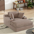 67" Chaise Lounge Chair Indoor, Cozy Oversized Fluffy Sofa with Cup Holders & Throw Pillows, Boneless Sleeper Cloud Couch for Living Room, Movie Room and Apartments, Camel