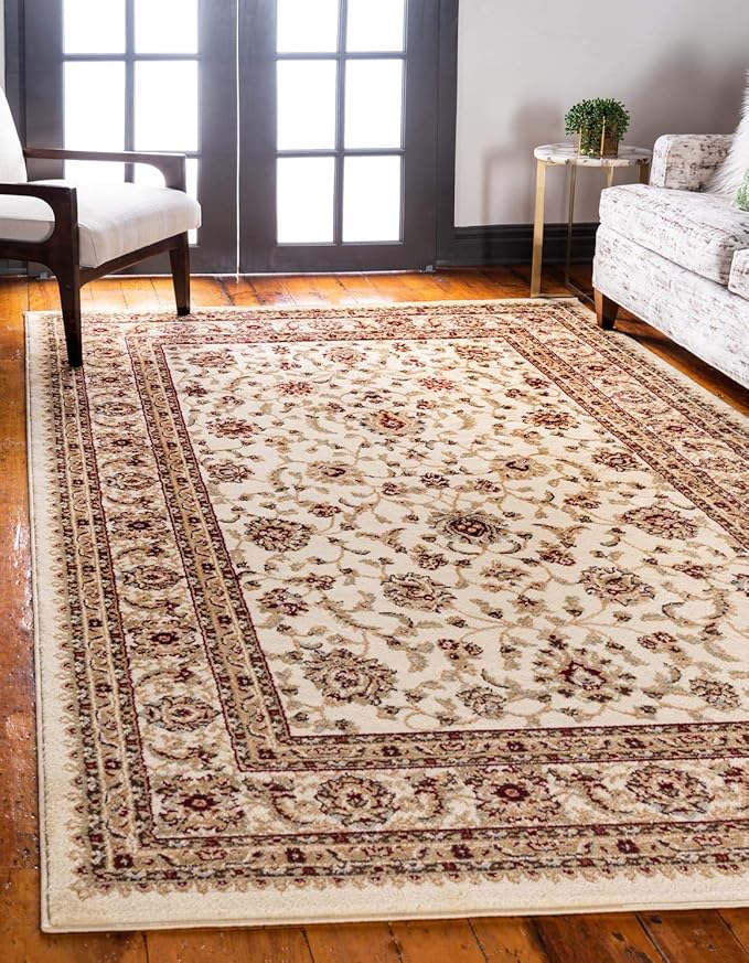 Unique Loom Voyage Collection Traditional Oriental Classic Intricate Design Area Rug (6' 0 x 9' 0 Rectangular, Ivory/Gold)