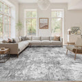Washable 10X14 Area Rug: Modern Abstract Soft Non-Slip Indoor Rugs - Low Pile Stain Resistant Foldable Rug for Living Room Bedroom Dining Room Playroom Office(Grey 10'x14')