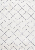 SAFAVIEH Area Rug 4x6 - Arizona Shag Collection - Ivory & Grey, Moroccan Boho Design, Non-Shedding & Easy to Clean, Ideal for Living Room, Bedroom, Dining Space (ASG743F)
