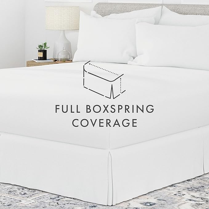 Linen Market Bed Skirt - Ultra Soft Microfiber - Easy Fit with 14 Inch Tailored Drop - Hotel Quality, Shrinkage & Fade Resistant - Bed Cover - King Bed Set - Bedroom Décor - (King, White)