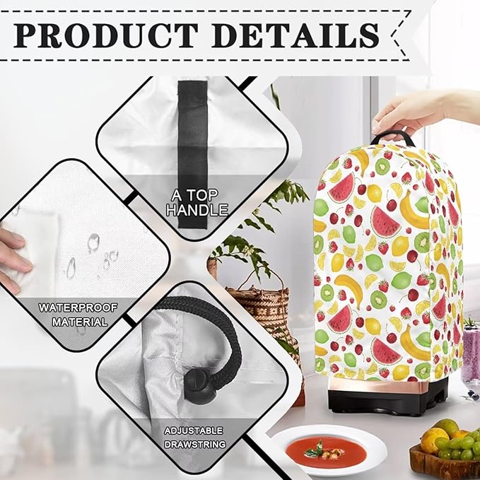 Fresh Fruits Blender Dust Cover with Drawstring Stand Mixer or Coffee Maker Cover Anti Fingerprint Polyester Appliance Cover for Home Kitchen Decor Colorful