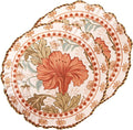 Throw Pillow Covers Pack of 2,Orange Floral Farmhouse with Wild Flowers Pattern Cozy Velvet Pillowcases,Decoration Round Pillows Cushion Covers for Couch Sofa Bed Car Chair,Diameter 16"