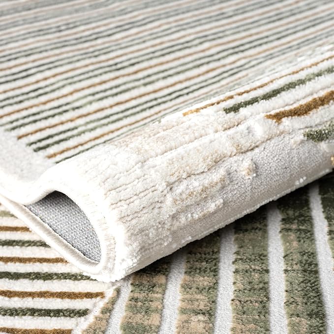 Abani Mid-Century Green Arch Washable Area Rug – 5' x 8' – Modern Geometric Design – Ivy Collection – Non-Shedding, Easy to Clean – Durable for High Traffic Areas – Living Room, Bedroom & Office