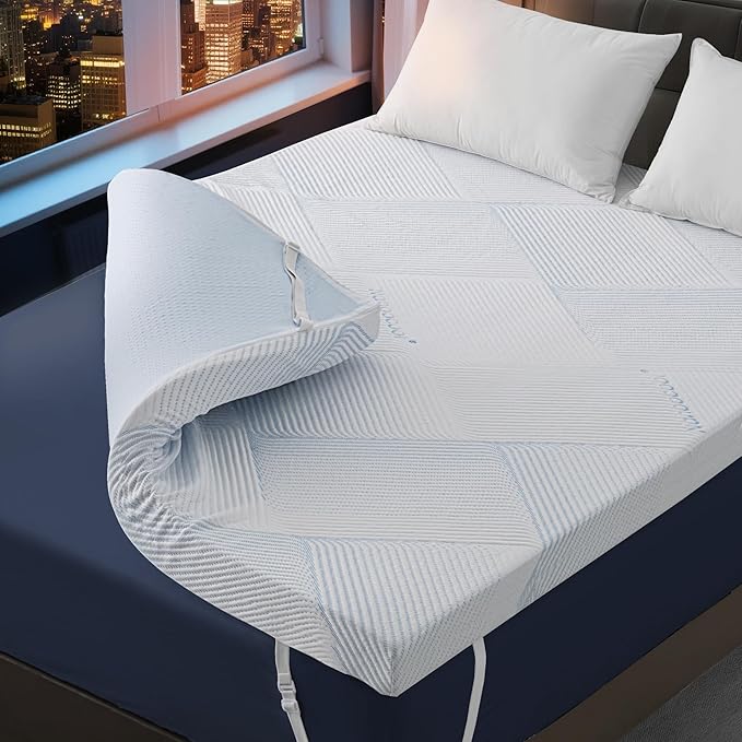 3 Inch Full Size Gel Memory Foam Mattress Topper High Density Cooling Pad Pressure Relief Bed Topper with Removable & Washable Cover