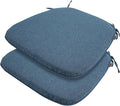 Outdoor Chair Cushions Set of 2,Patio Seat Cushion 17"x16"x2",U-Shaped Dining Chair Cushion 17 by 16 Inch,Water Resistant,Fade-Resistant Chair Pads for Kitchen Garden Furniture(Denim Blue)