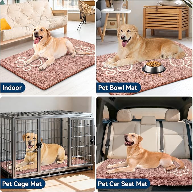 Bcoimo Super Absorbent Dog Door Mat, 48"*30" Anti Slip Mat for Muddy Paws, Pet Rugs for Dirty Paws Washable That Absorbs Moisture and Dirt, for Dog Cage and Pet Resting Carpet