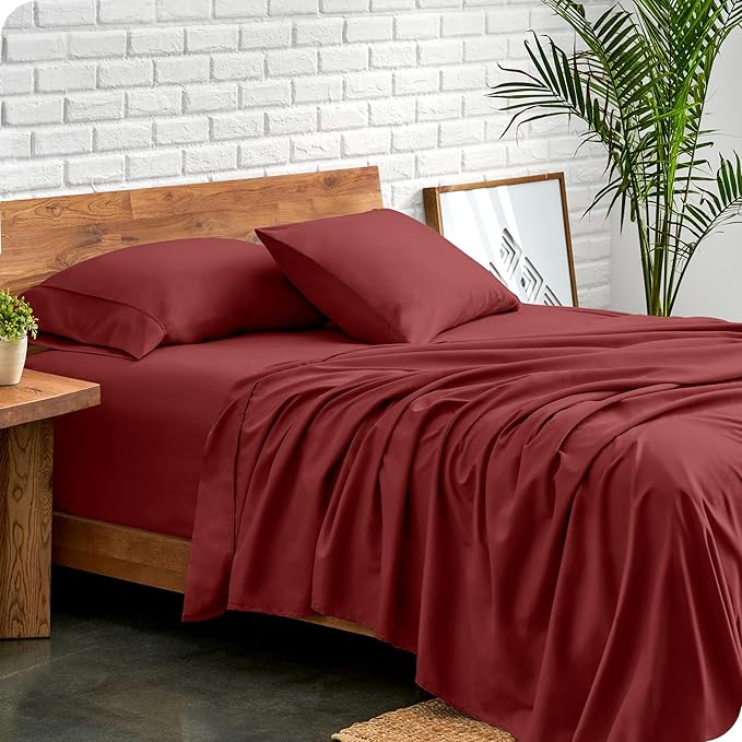 Bare Home Full Sheet Set - 1800 Ultra-Soft Microfiber Full Bed Sheets - Double Brushed - Deep Pockets - Easy Fit - 4 Piece Set - Bed Sheets (Full, Rosewood)