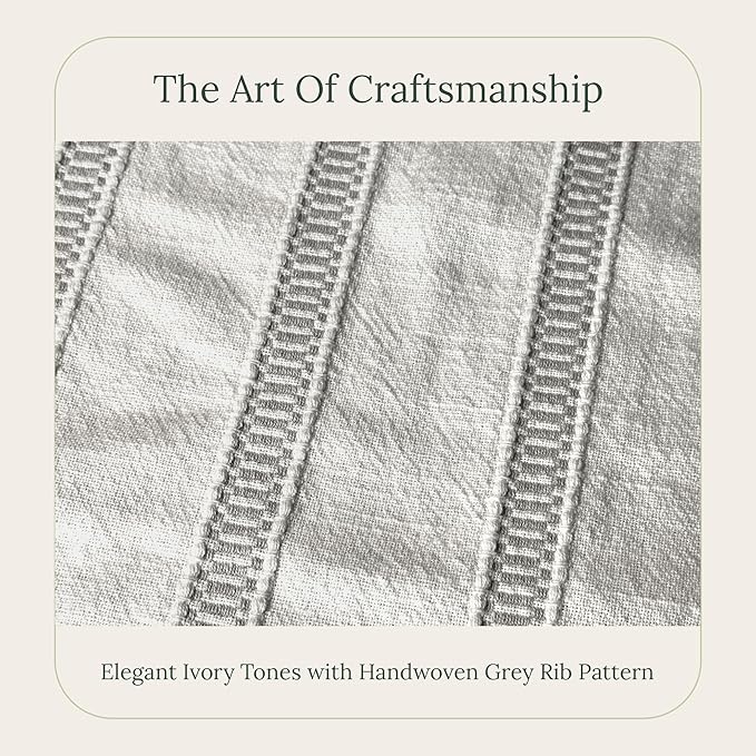 SanVia Grey Hearth Premium Cotton Throw Pillow Covers, 20 x 20 Inches, Luxurious Handwoven Couch Pillow Covers with Hidden Zipper, Elegant Home Décor, Insert Not Included
