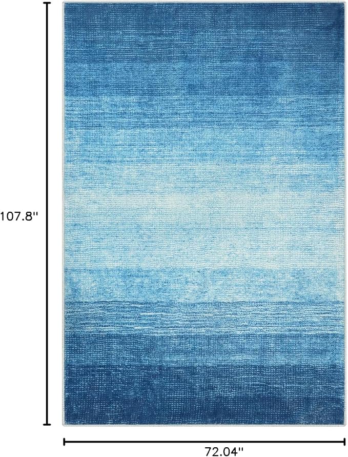 Wonnitar Modern Ombre Washable Area Rug 6x9, Blue Large Living Room Rugs, Non-Slip Soft Contemporary Dining Room Table Rug, Stain Resistant Floor Carpet for Mud Room Basement (Blue, 6'x9')