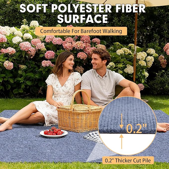 Marine Carpet,6 FT x 18 FT Blue-Gray Indoor Outdoor Carpet 0.2" Thick Boat Carpet with Water-Proof TPE Backing, Non-Slide Outdoor Marine Carpet Roll for Home, Patio, Porch, Deck