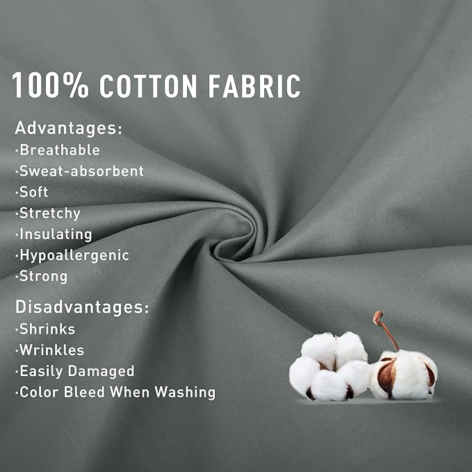 Sunflower Queen Fitted Sheet, 1-Piece Deep Pocket Fitted Bottom Sheet 16", 100% Cotton Sateen Soft Breathable, Ultimate Gray