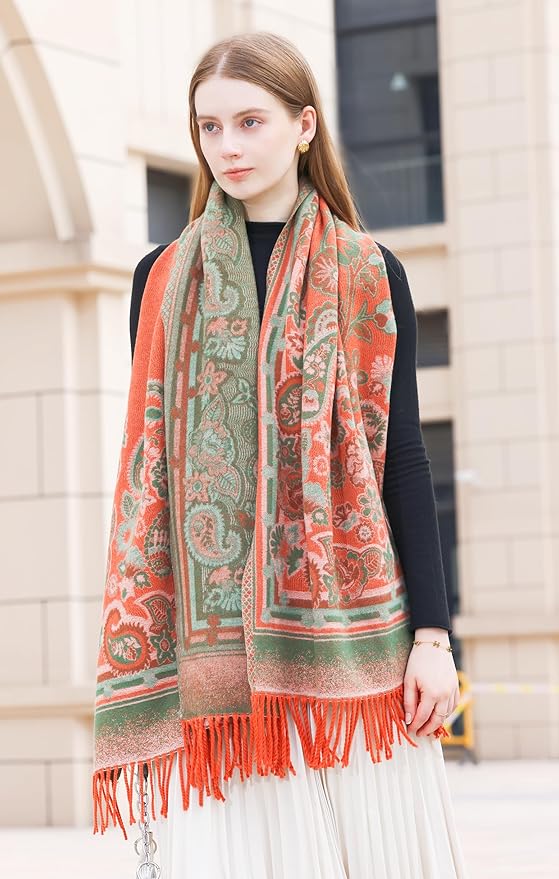 Wander Agio Warm Fashion Scarf Long Shawl Large Blanket Winter Wraps Scarves for Women Cashmere Jacquard Vintage Paisley