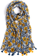 Scarf for Women Lightweight Soft Floral Leopard Printed Scarves Fall Winter Fashion Shawl Wrap with Fringe