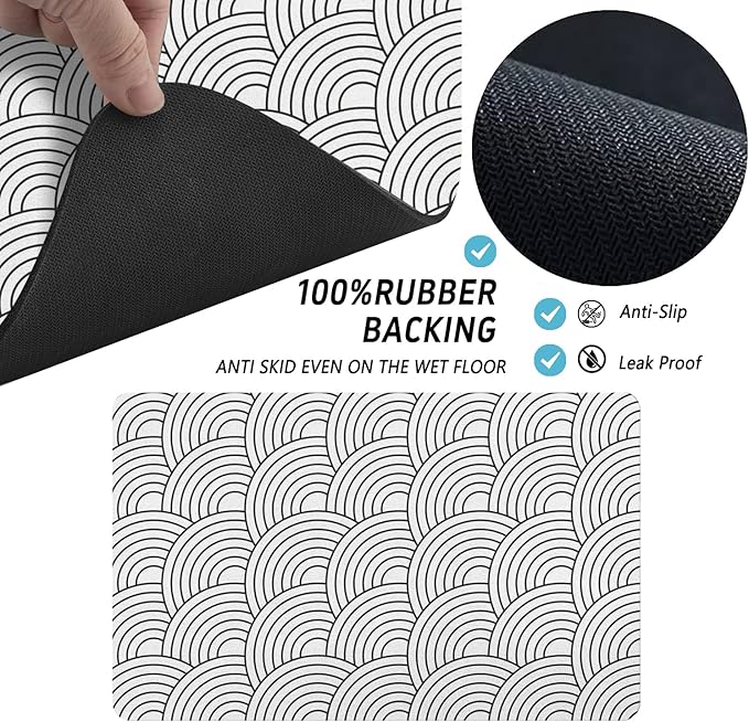 Dog Food Mat for Floors, Absorbent and Quick-Drying Pet Cat Food Mat,Anti-Fouling and Easy-to-Clean Pet Feeding Mat,Dog Bowl Mats for Messy Drinking Water Bowls.12 x20inch Boho Style