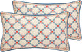 patdrea Designer Throw Pillow Covers Set of 2,Lumbar Bright Vintage Red Linen with Checkerboard Pattern Pillow Cover,Decorative Rectangle Pillowcases Cushion for Bed Living Room Outdoor,12"x20"