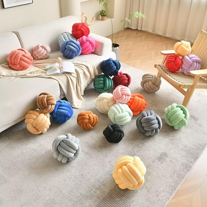Decorative Throw Knot Pillow Ball for Home Chair Sofa Couch Bed Aesthetic Round Velvet Knotted Pillow Cushion (Royal Blue, 11 inches)