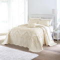 BrylaneHome Bedding Lightweight All Season Modern Amelia Quilted Damask Oversized Ultra Soft Bedspread - Full, Ivory