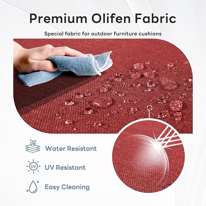 6" Thicker Outdoor Chair Cushion 7 Sets - 24" *24" *6" Waterproof Patio Furniture Cushions with Removable Cover, 28D High Density Sponge Filling Thicken Outdoor Patio Cushions - Red