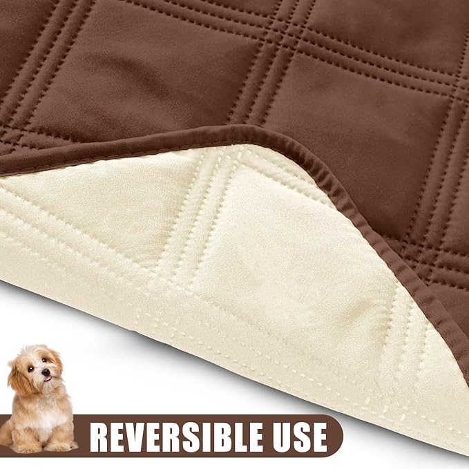 Smiry Waterproof Dog Bed Cover Blanket 40x80, Soft Reversible Pet Blanket, Washable Leakproof Cats Dogs Couch Cover for Sofa, Couch, Furniture, Lattice, Brown/Beige