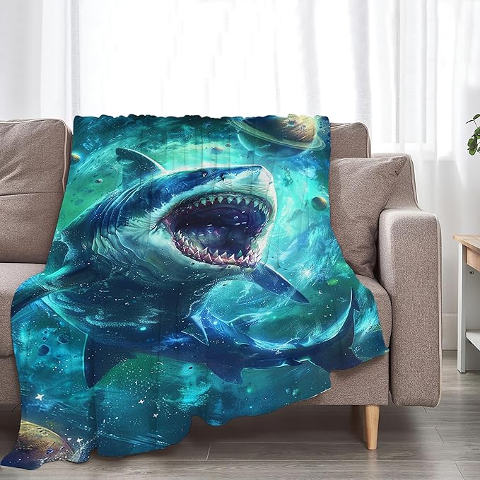 Funny Shark Throw Blanket - Fantasy Gifts and Decor for Girls, Women, Men, Boys - Soft Warm Cozy Fleece for Couch, Sofa, Bed 50"x40"