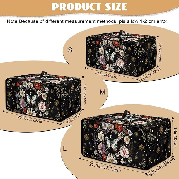 Convection Oven Cover with Pockets, Dust-Proof Protective Smart Oven Cover Small Appliances Protector Kitchen Decor, L, 18.5 x 22.5 x 13 Inches, Butterfly Daisy Moon Black