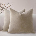 a moment Pack of 2 Decorative Chenille Throw Pillow Covers with Twill Cushion Covers for Sofa Living Room Couch Bed 16x16 Inch Light Brown