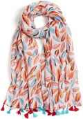 Scarf for Women Lightweight Soft Floral Leopard Printed Scarves Fall Winter Fashion Shawl Wrap with Fringe