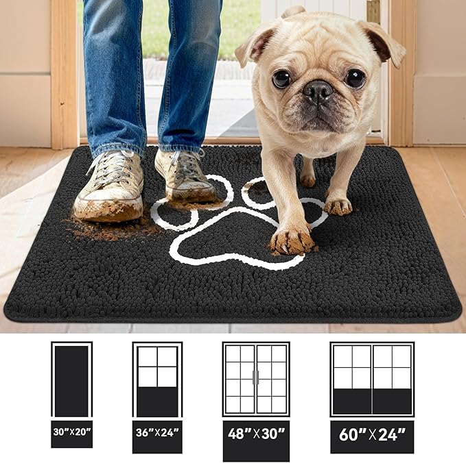 Bcoimo Super Absorbent Dog Door Mat, 30"*20" Anti Slip Mat for Muddy Paws, Pet Rugs for Dirty Paws Washable That Absorbs Moisture and Dirt, for Dog Cage and Pet Resting Carpet