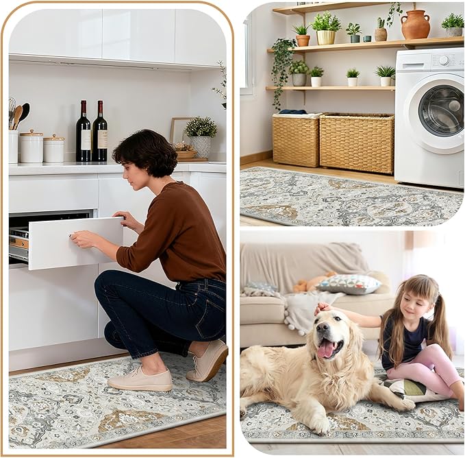 Ileading Anti Fatigue Kitchen Rugs Sets of 2 Cushioned Kitchen Mats for Floor Waterproof Kitchen Mat Set Non Slip Comfort Standing Mat for Kitchen, Office, Sink, Laundry