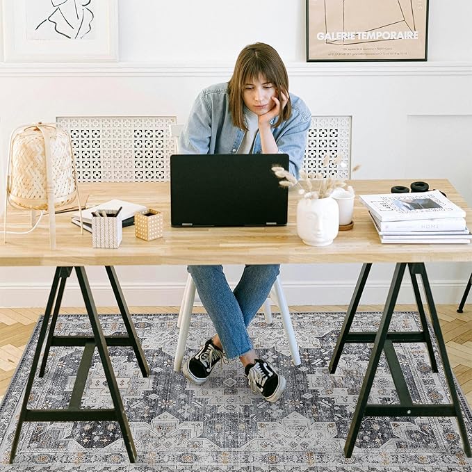 chakme Office Chair Mat for Hardwood Floor, 72"x48" Easy Glide Computer Desk Mat Protector for Rolling Chair Under Desk Rug Nonslip Backing, Machine Wash, (Boho)