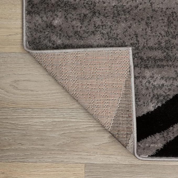 Rugshop Wavy Circles Design Round Rug, Carpet with Jute Backing for Living Room, Office, or Bedroom, Gray, 6'6" Round